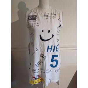 KIOK Womens Cover Up T Shirt Dress Size Medium/Large‎ Graffiti Print Unique